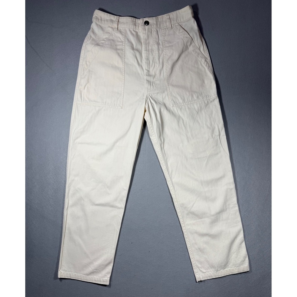 P&Co Women Cream Fatigue Pants Herringbone Twill Utility Nautical Size 12